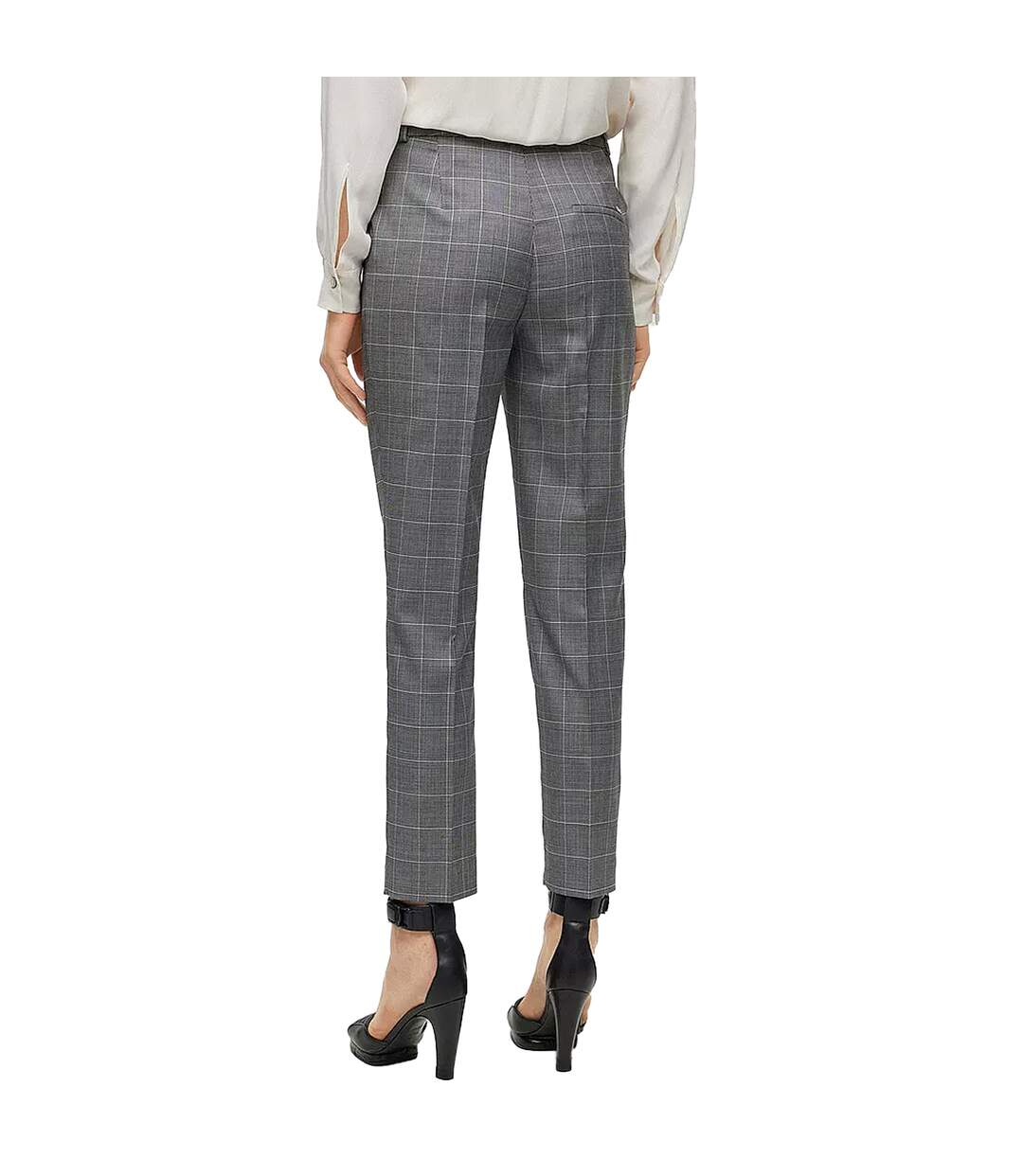 Pantalon Motif/style Motif Écossais Femme Gris Boss-4