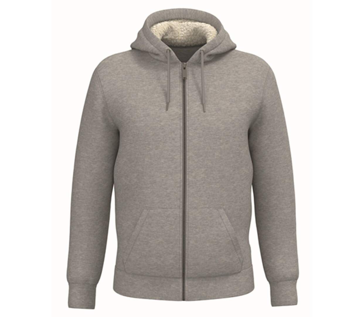 Sweat zippé doublé sherpa - Unisexe - PAT460 - gris heather moon-1