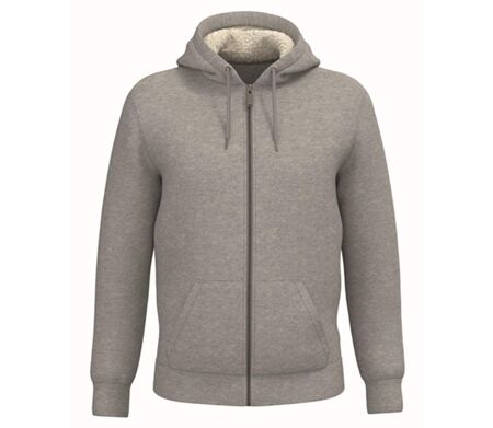 Sweat zippé doublé sherpa - Unisexe - PAT460 - gris heather moon