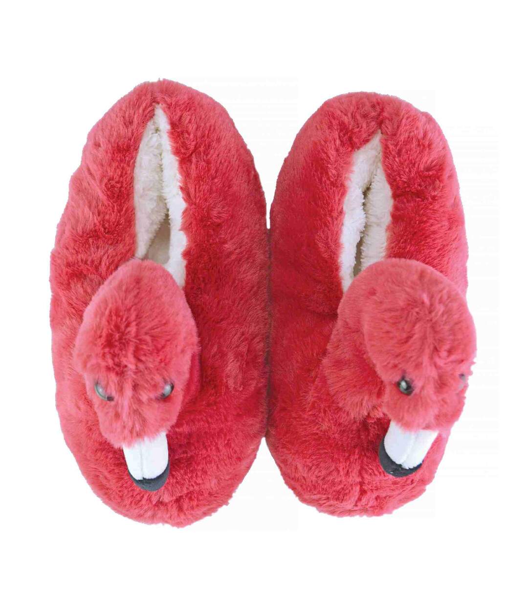 Ladies Novelty Pink Plush Flamingo Slippers-2