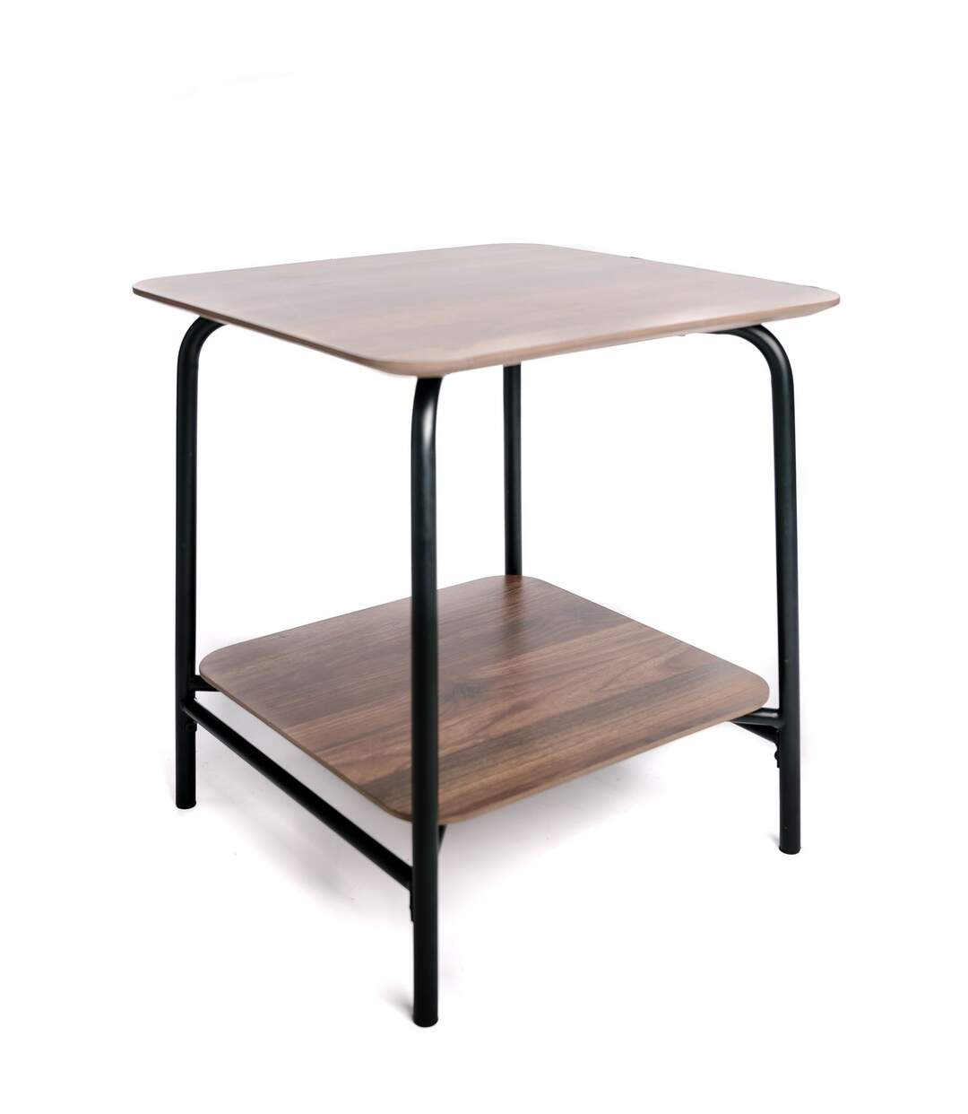 Table d'appoint en Métal et MDF avec 1 étagère - Marron et Noir-4