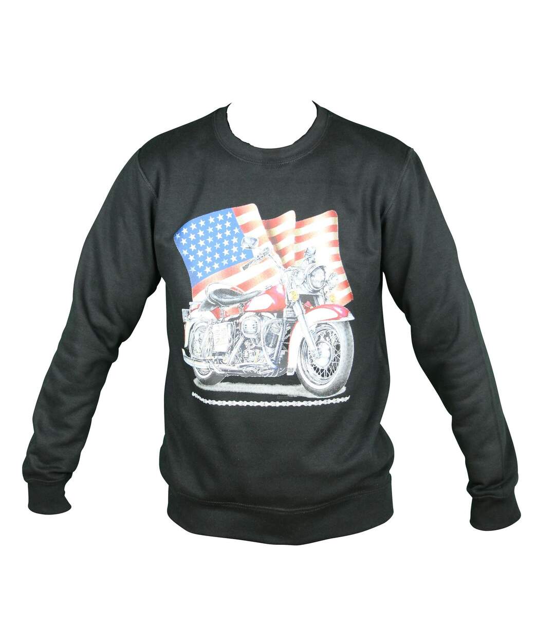 Sweat-shirt motif biker USA - 11634 - homme - noir-2