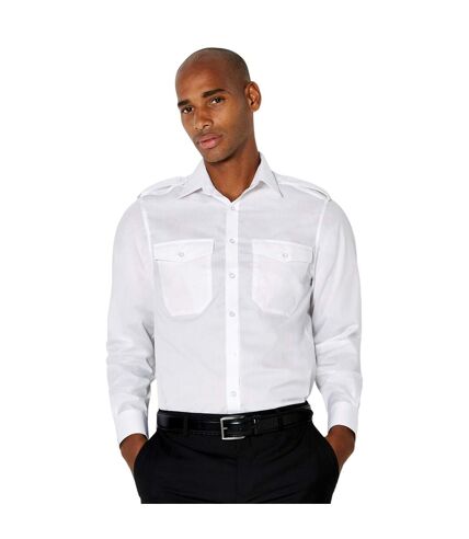 Kustom Kit Mens Long-Sleeved Pilot Shirt (White) - UTPC6008