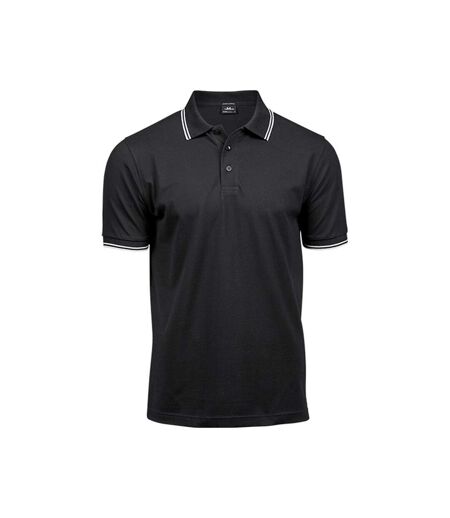 Tee Jays Mens Luxury Fashion Stripe Polo (Black/White) - UTBC4042