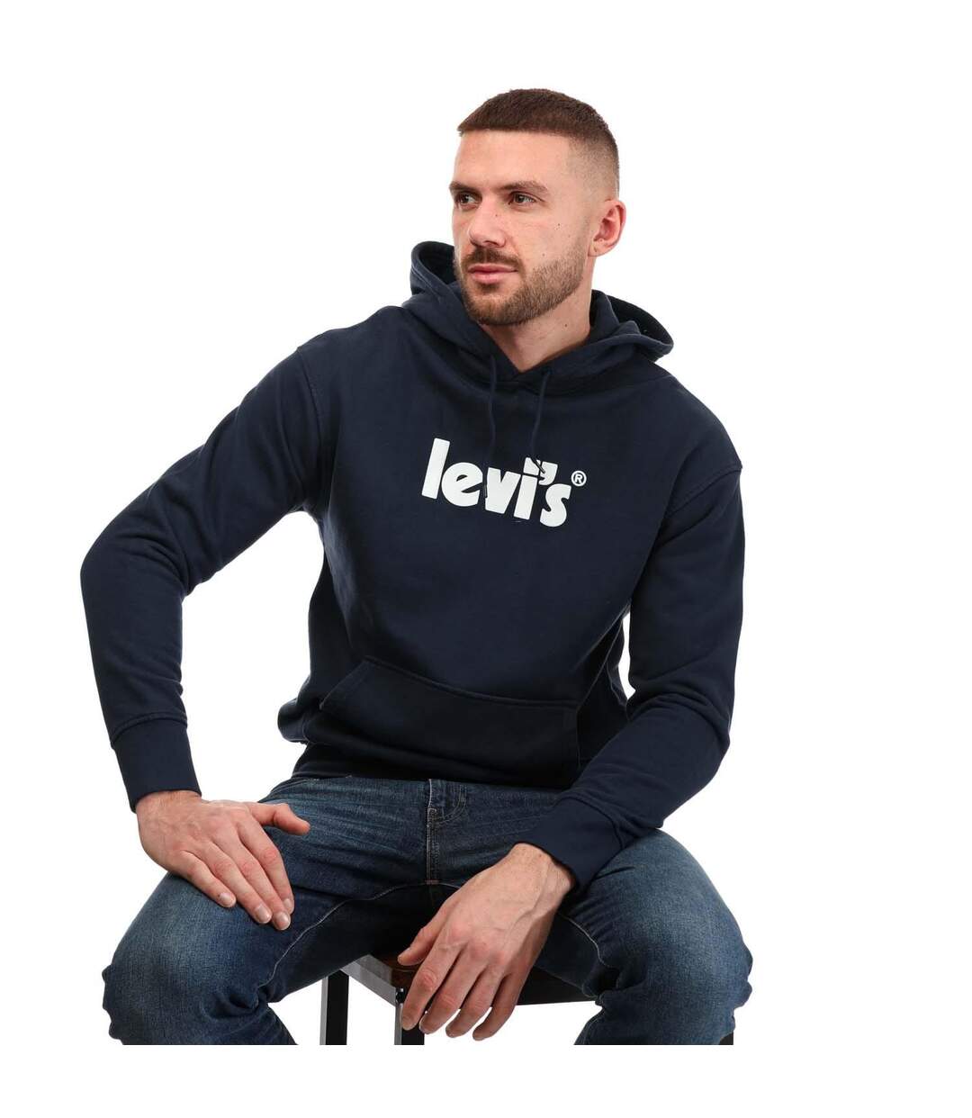 Sweat À Capuche Homme Bleu Foncé Levis-4