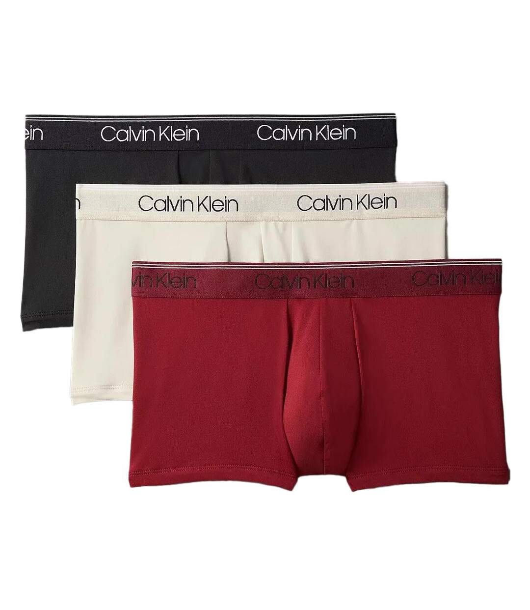 X3 Boxers Bordeaux/Écru Homme Calvin Klein Jeans Low Rise Trunk 3 - L-1