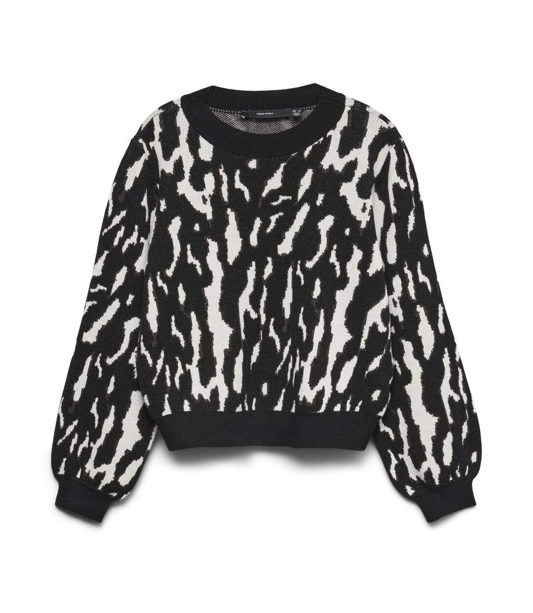 Pull imprimé blanc/noir femme vero moda nancy-1