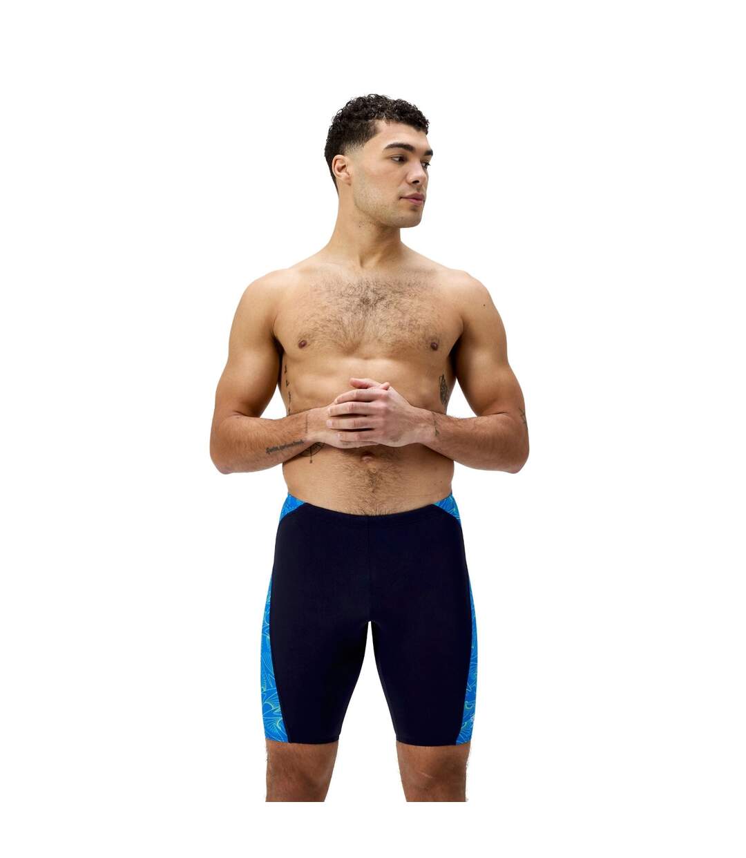 Mens Hyperboom Panel Endurance+ Jammer Shorts Navy Blue Lagoon Speedo-1