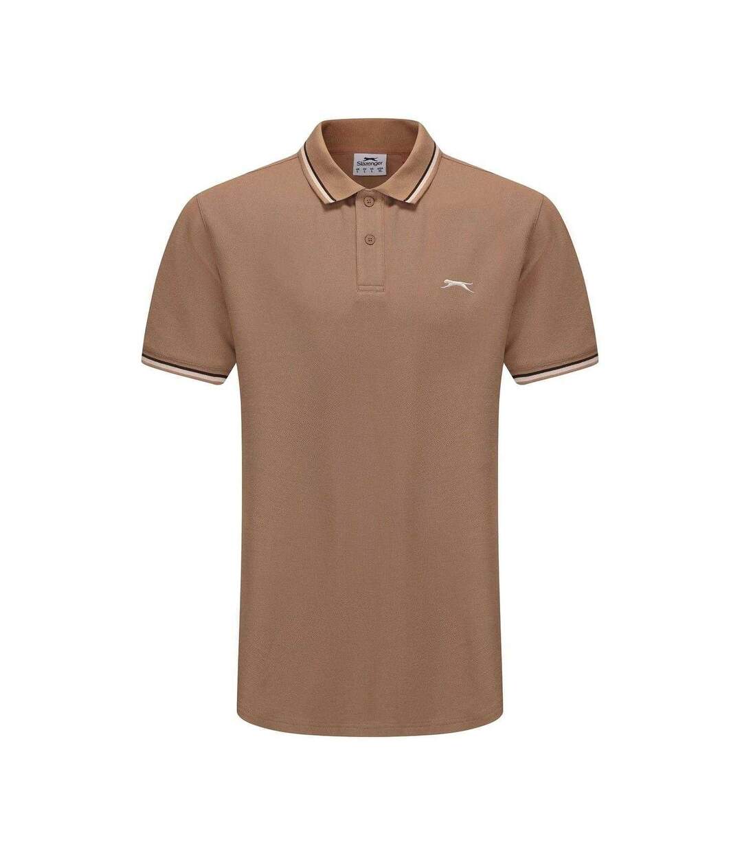 Mens Contrast Tipped Polo Shirt Dark Beige Slazenger-1