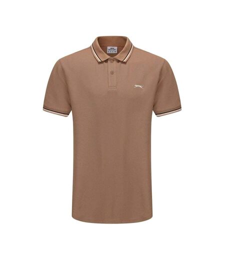 Mens Contrast Tipped Polo Shirt Dark Beige Slazenger