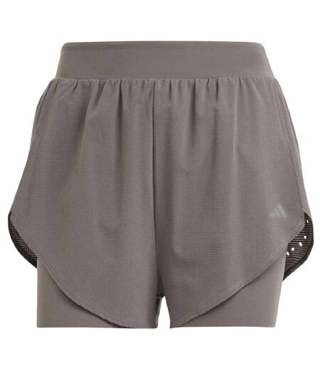 Womens/ladies Hiit 2 In 1 Running Shorts Charcoal Marl Adidas