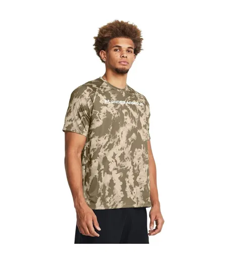 Mens Camo Technical Regular T-shirt Khaki Green Under Armour