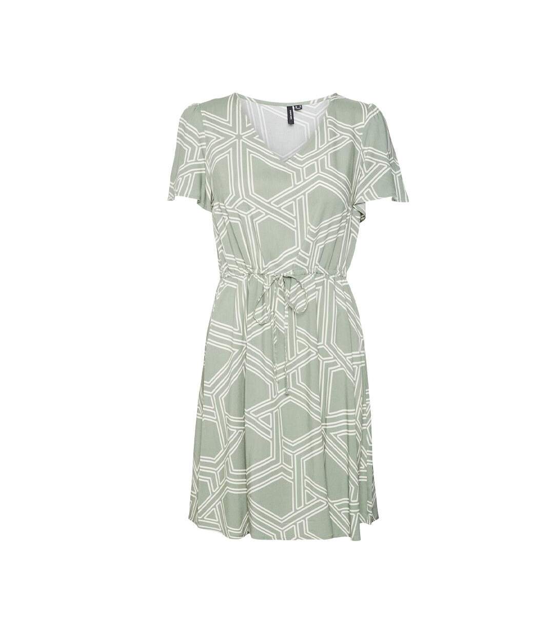 Robe Blanc/Vert Femme Vero Moda Vmeasy Joy - L-1