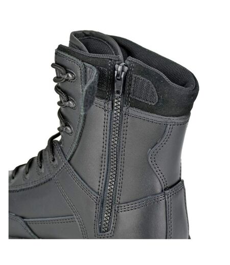 Mens Tiger Leather Combat Boots Black Grafters