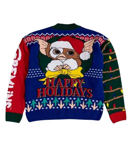 Womens/ladies Knitted Christmas Cardigan Multicoloured Gremlins