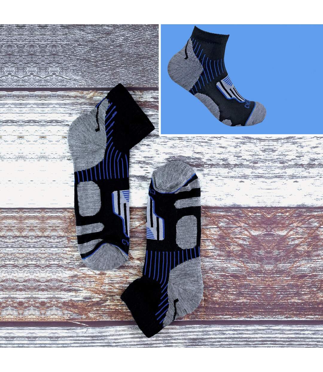 12 paires de chaussettes de cyclisme noires pour hommes-3