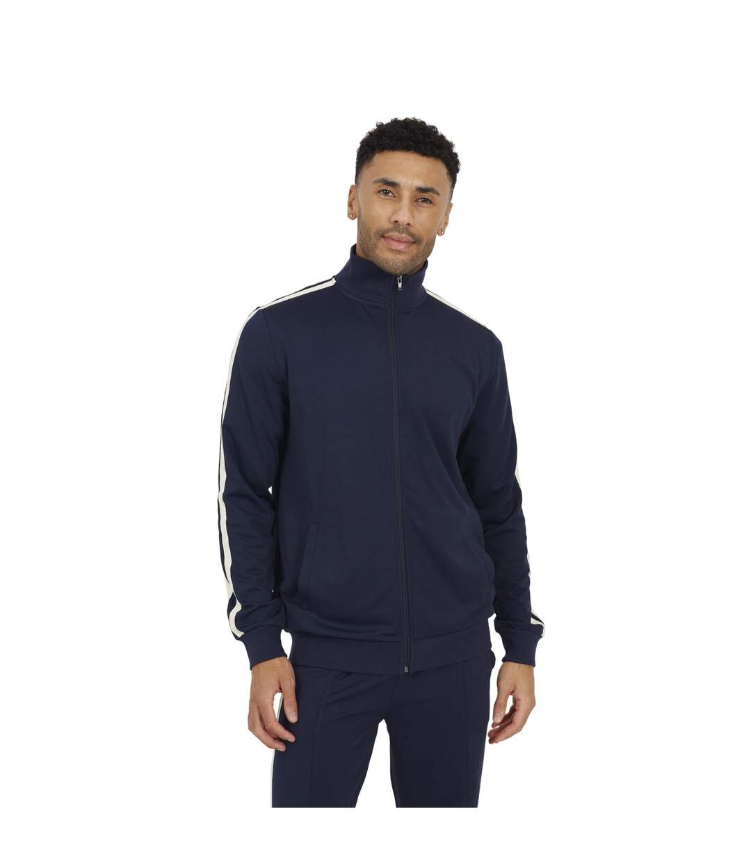 Mens Zip Funnel Neck Track Top Navy Brave Soul-1