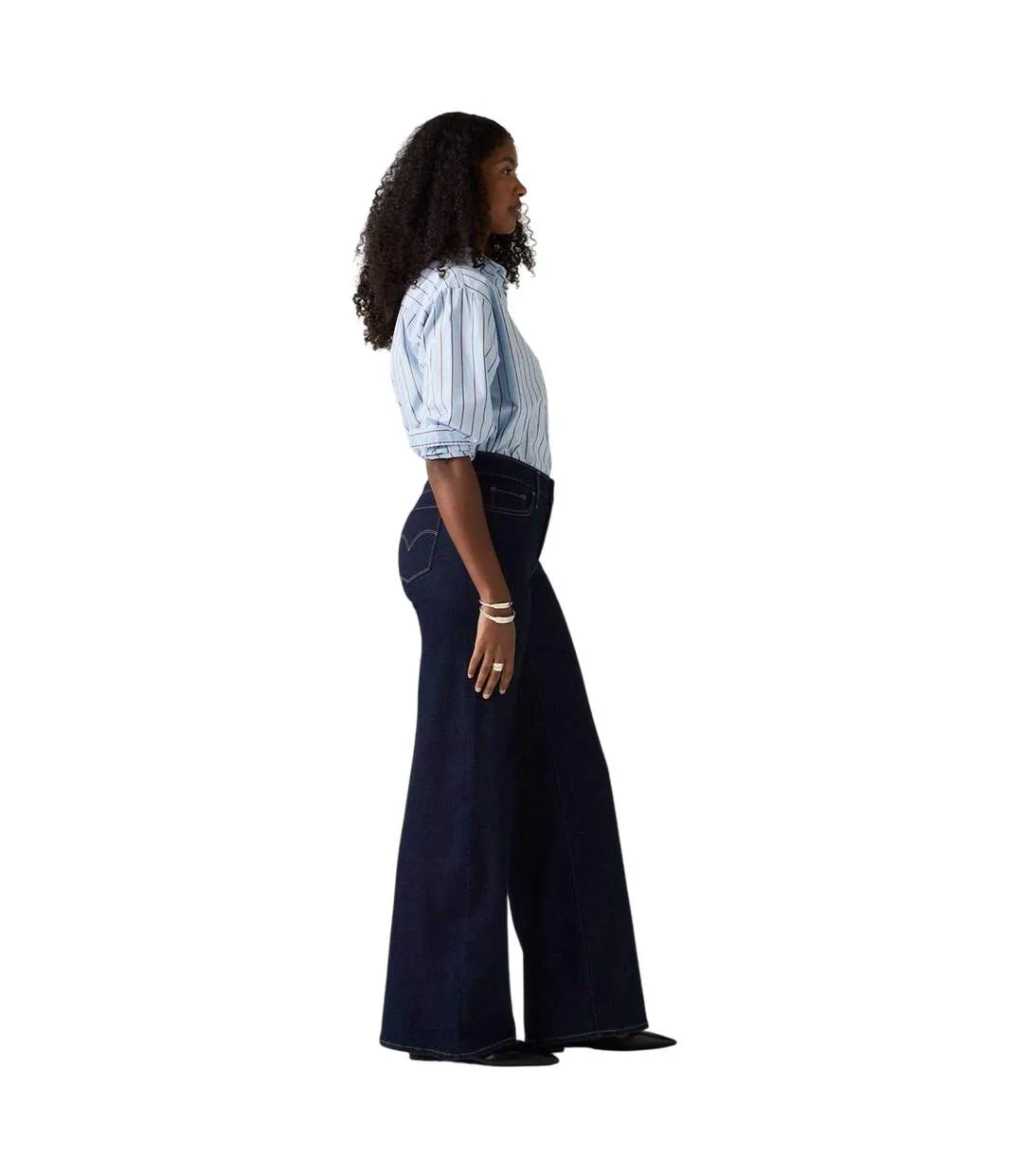 Womens/ladies Wide Leg Shaping Jeans Darkest Sky Levis-4