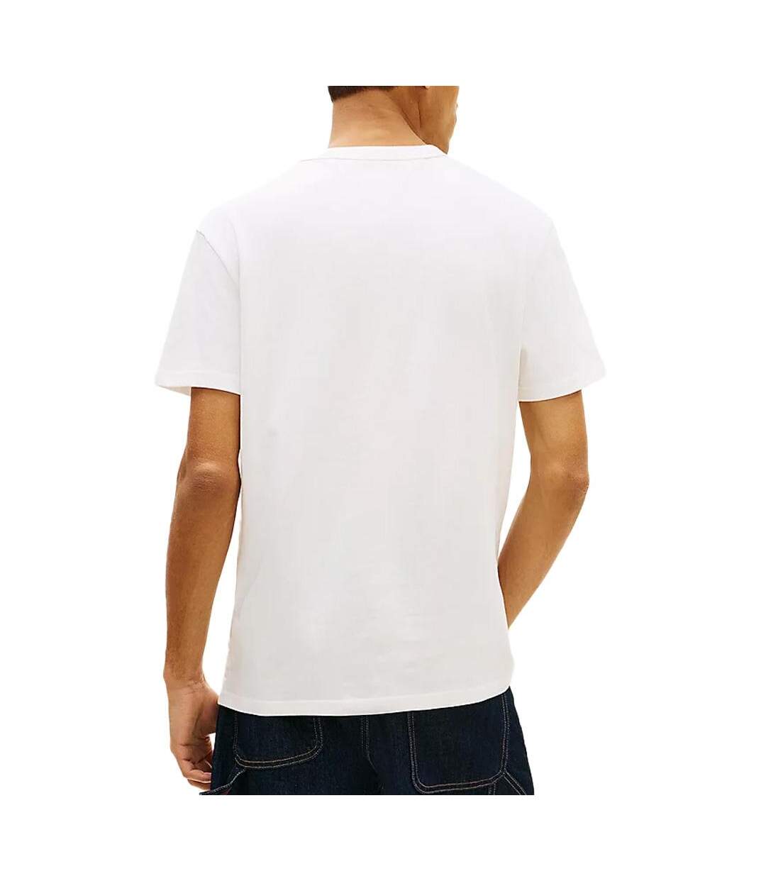 T-shirt blanc homme tommy jeans reg badge dm0dm20322-2