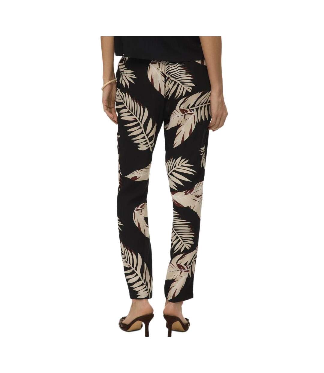 Pantalon fluide noir/beige femme vero moda joy - l-2