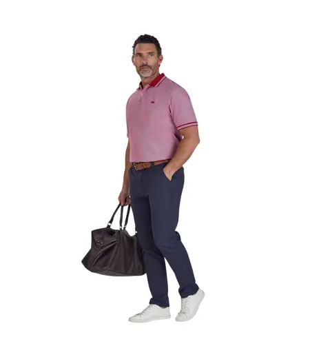 Mens Two Tone Pique Polo Shirt Berry Raging Bull