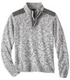 Šedý melírovaný pulovr se stojatým límcem na zip Atlas For Men