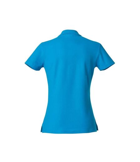 Womens/ladies Plain Polo Shirt Turquoise Clique