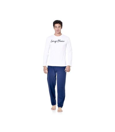 SERGE BLANCO Pyjama Homme Long 100% Coton, Vêtements de Nuit Homme, Ensemble Doux et Confortable