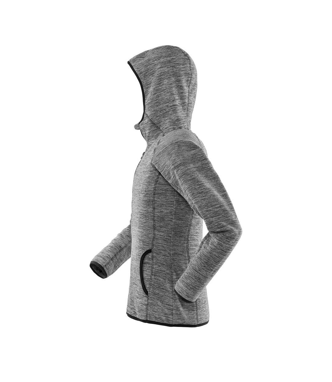 Womens/ladies microfleece hoodie grey/black Spiro