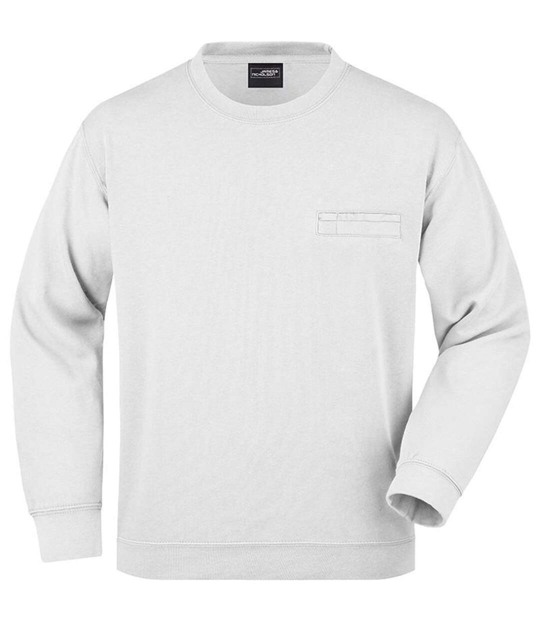 Sweat avec poche poitrine - Homme - JN924 - blanc