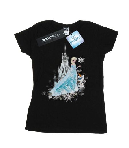 Disney T-shirt en coton Frozen Elsa et Olaf - Magie de l'hiver Womens/Ladies (Noir) - UTBI22056