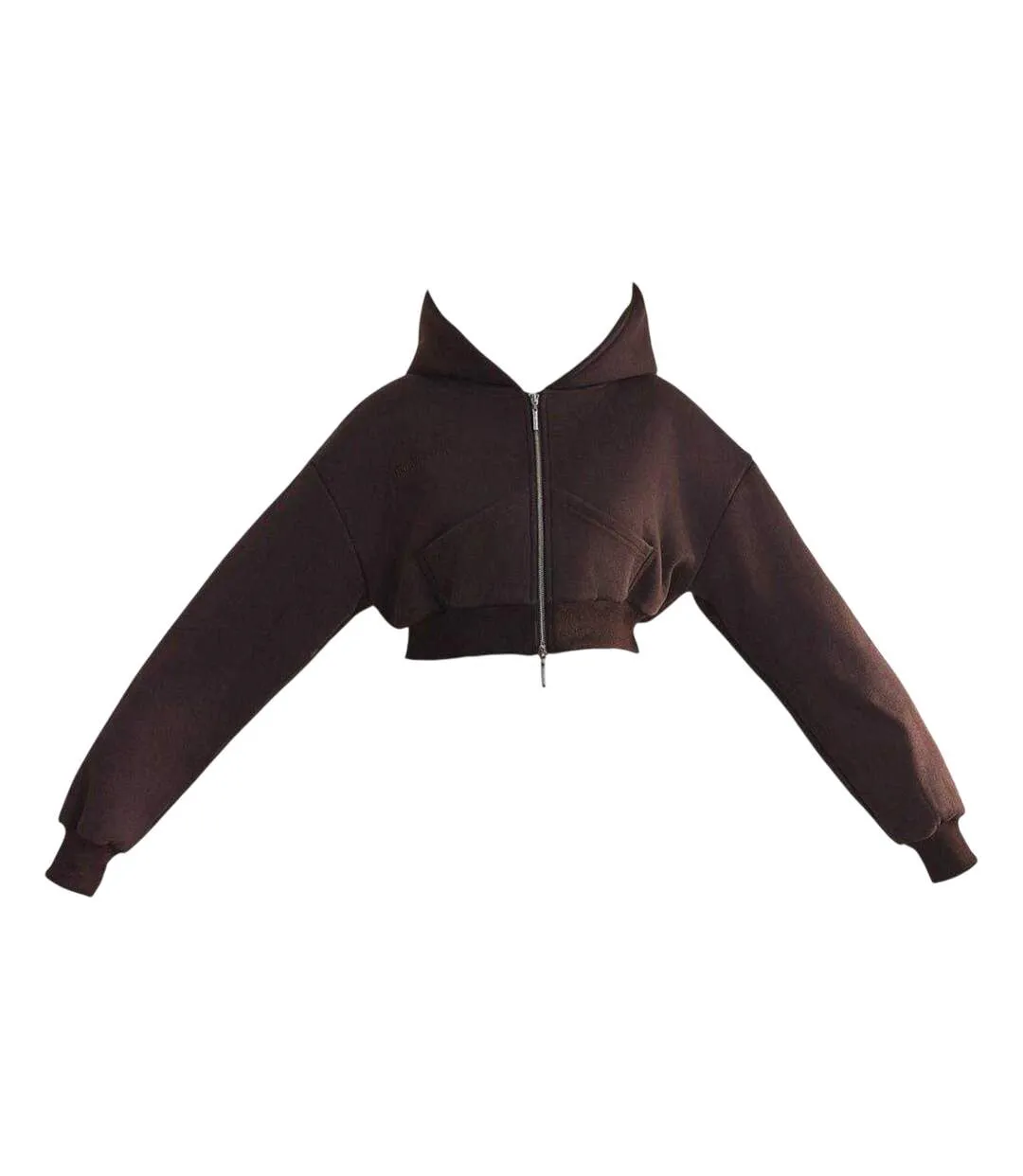 Womens/ladies Classics Cropped Full Zip Hoodie Chocolate Brown Mars The Label-2