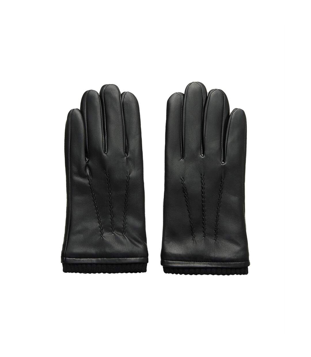 Mens classic leather gloves black French Connection-2