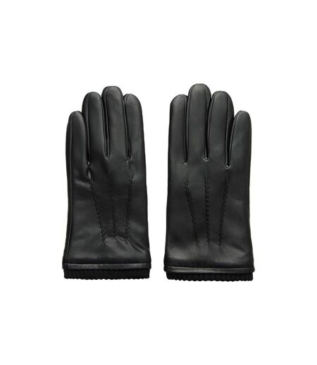 Mens classic leather gloves black French Connection