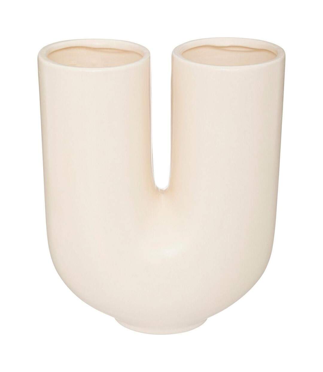 Vase Design en Céramique Rivi 25cm Blanc Chaud-2