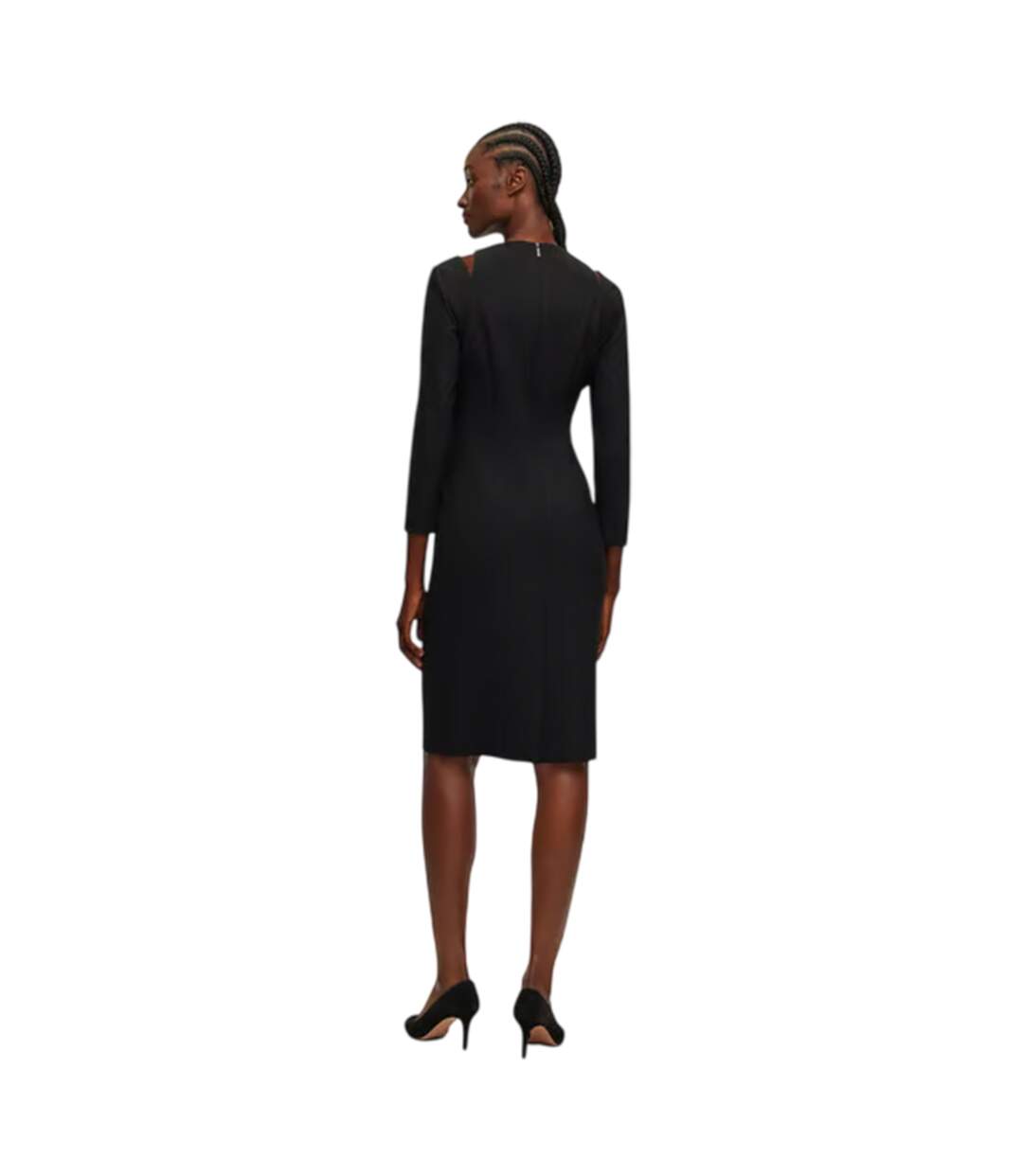 Womens/ladies Dadeka Crew Neck Slim Bodycon Dress Black Boss-3