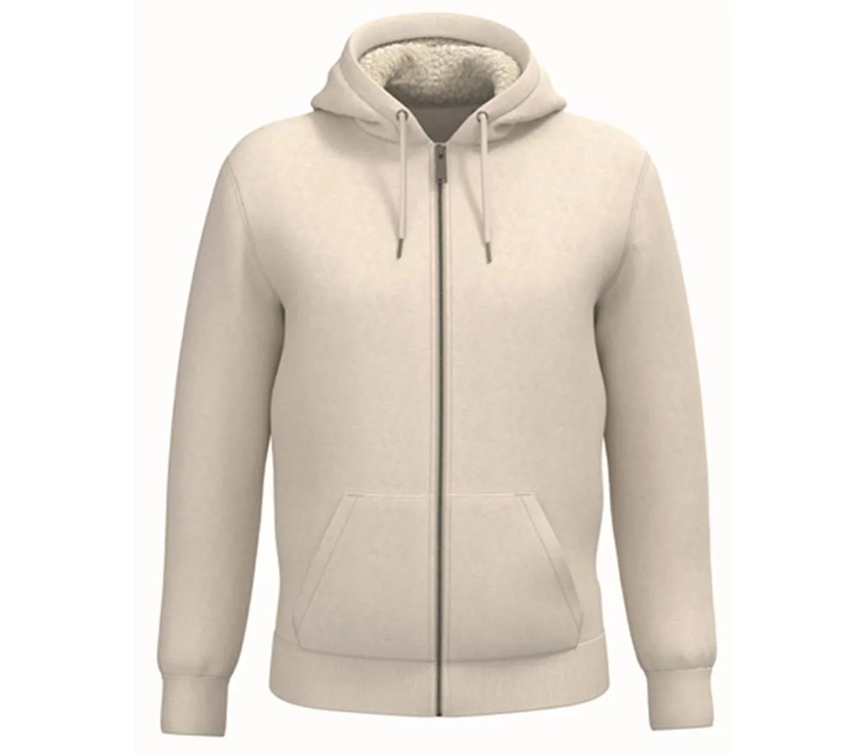 Sweat zippé doublé sherpa - Unisexe - PAT460 - beige ivoire-1