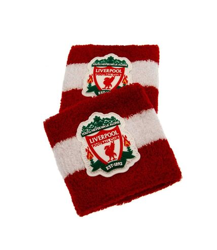 Liverpool FC Unisex Adult Crest Cotton Wristband (Pack of 2) (Red/White) (One Size) - UTBS3696
