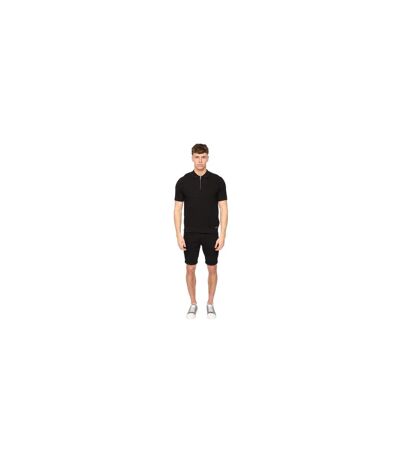 Mens Danvers Knitted Quarter Zip Polo Shirt Black Duck And Cover