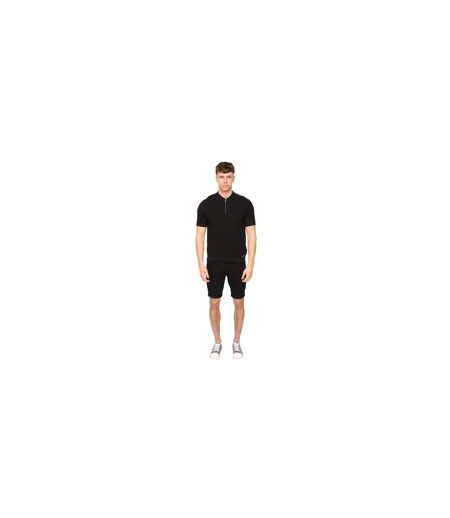 Mens Danvers Knitted Quarter Zip Polo Shirt Black Duck And Cover
