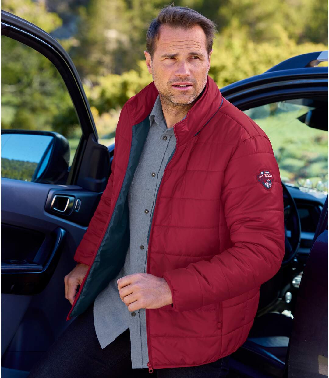 Men's Burgundy Water-Repellent Padded Jacket-5