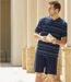 Men's Navy Ocean Striped Short Pyjama Set