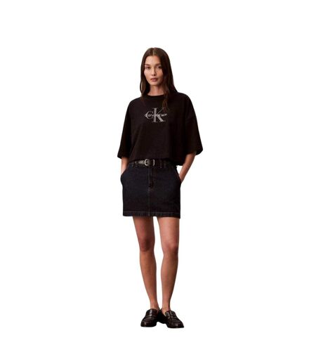 Womens/ladies Oversized Crop T-shirt Black Calvin Klein