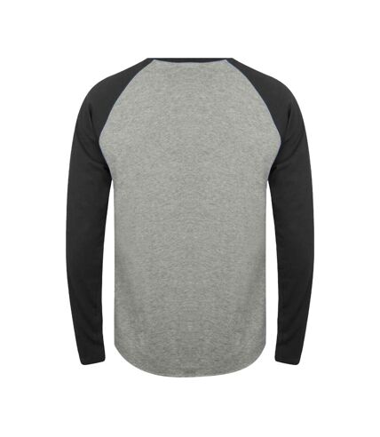 Tee Jays Mens Long Sleeve Baseball T-Shirt (Heather Grey/Black) - UTPC3419