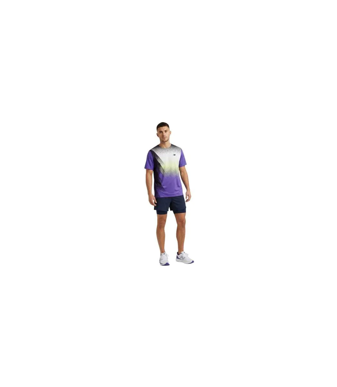 Mens Race Day Speckle Logo T-shirt Blue New Balance-1