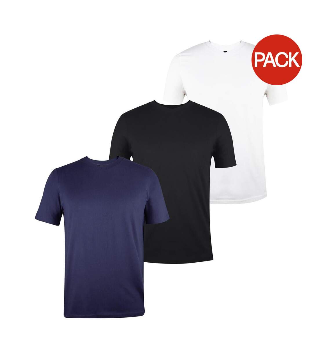 Lot De 3  T-shirts Homme Blanc Noir Bleu Marine Donnay-1