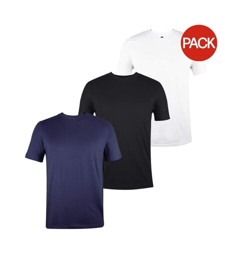 Lot De 3  T-shirts Homme Blanc Noir Bleu Marine Donnay