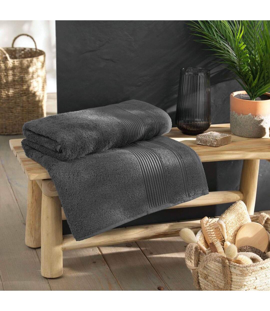 Drap de Bain Tendresse 90x150cm Anthracite-3