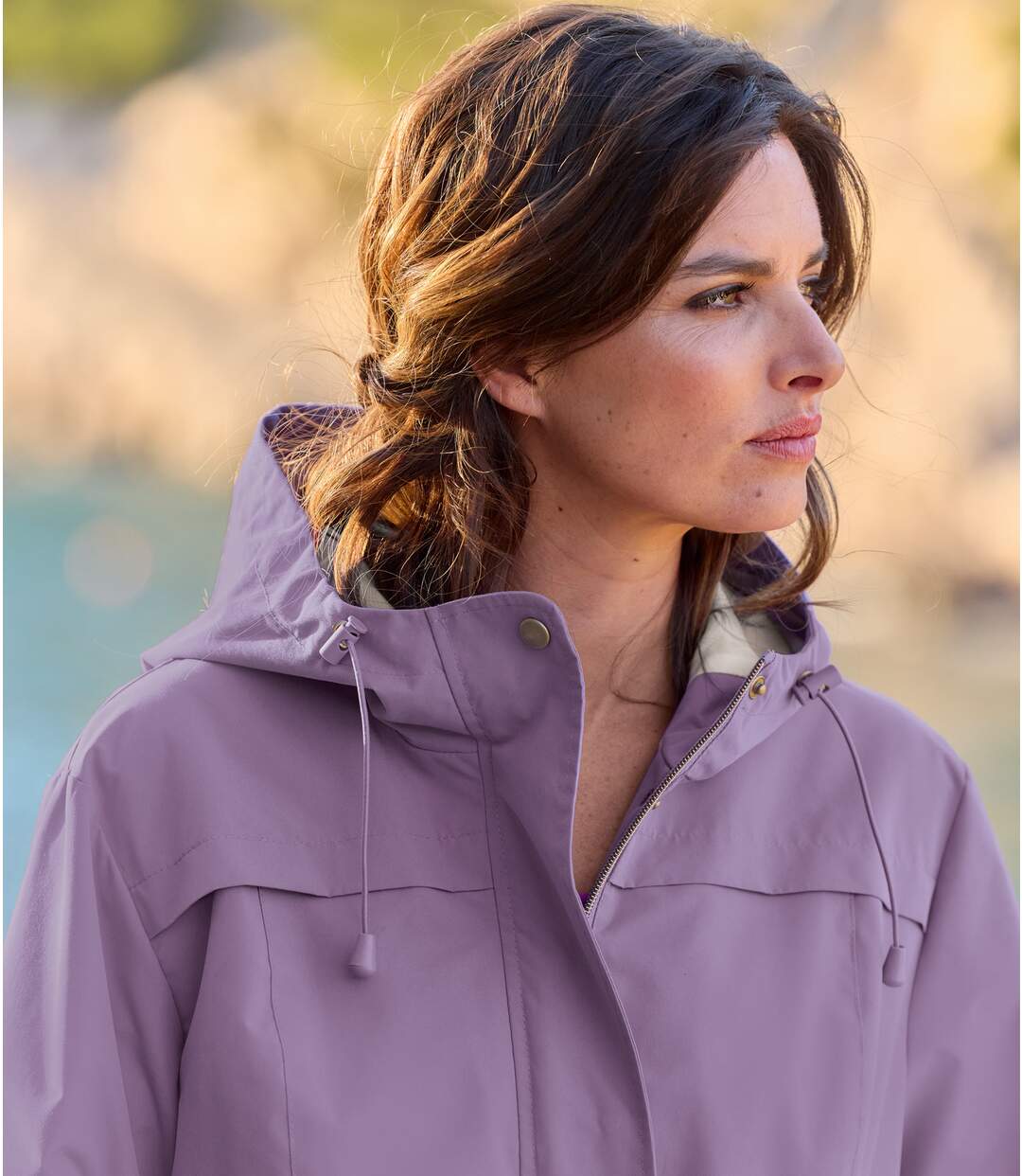 Women's Purple Fleece-lined Hooded Parka - Water-Repellent - Full Zip-5