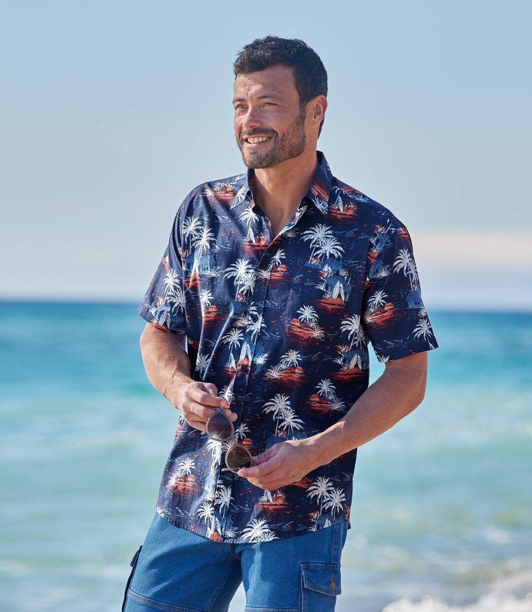 Men's Palm Print Poplin Shirt Atlas For Men